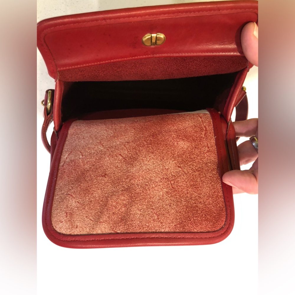Vintage Coach Hard To Find Red Leather Geometric Bag #9043 Handbag With Hangtag - Picture 14 of 16